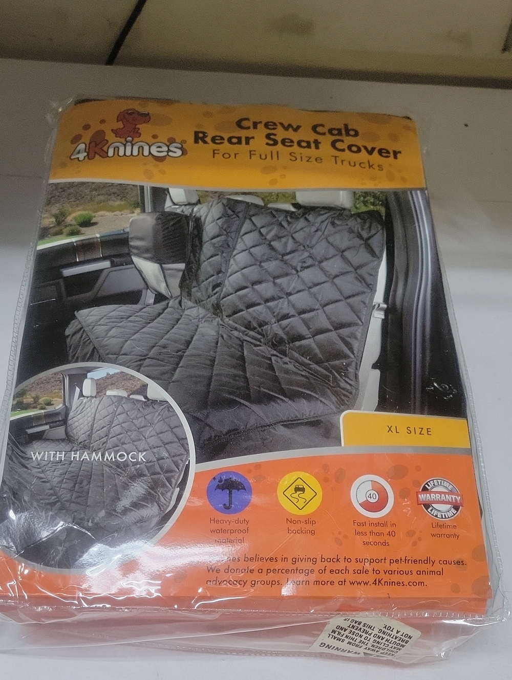 Black Crew Cab Rear Seat Cover with Hammock - XL